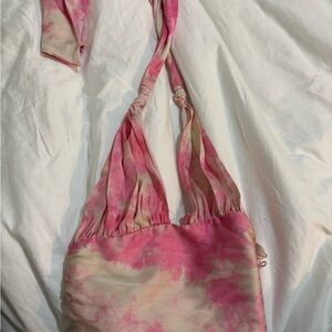 Lovers + Friends Pink Tie-Dye halter top